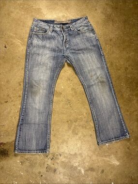Men's  Rock&Roll Cowboy Straight and Wide-Leg Light Blue Jeans 36 32